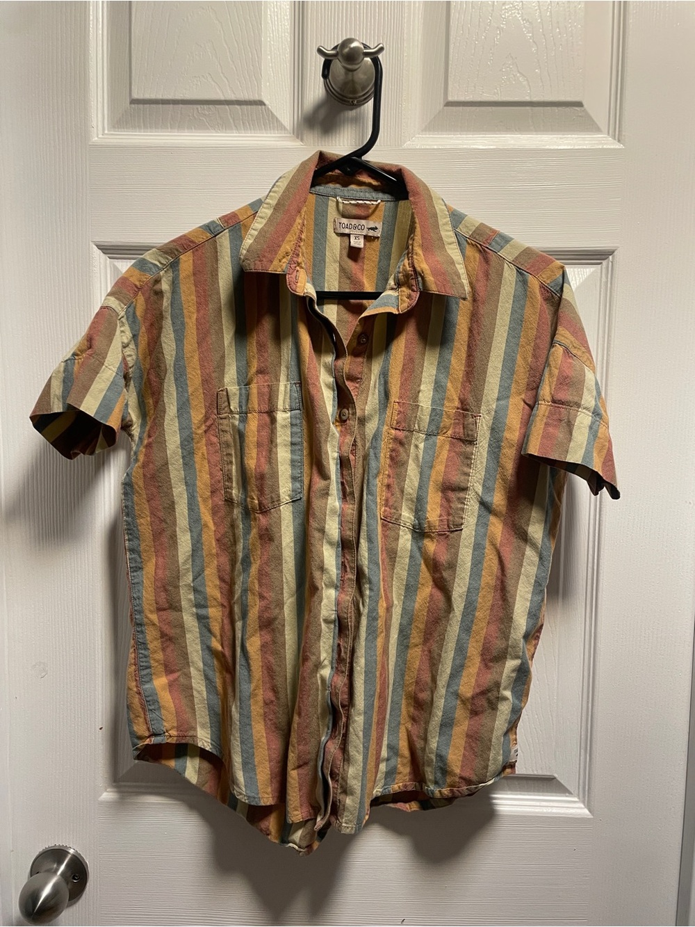 Toad & Co Women’s Multi-Stripe Short Sleeve Button-Up Shirt